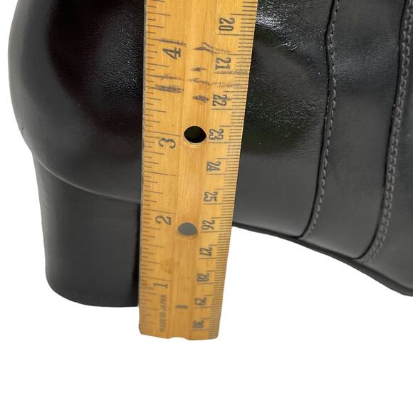 Ecco Size 40(9) Black Leather Mid Calf Boots Adjustable Buckle Side Zip-Flaw - Picture 12 of 16